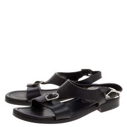 مملوكة مسبقًا Christian Louboutin Black Leather Don Giovanni Flat Sandals Size 42