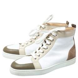 Pre Owned Christian Louboutin Multicolor Leather and Suede Rantus High Top Sneakers Size 42.5