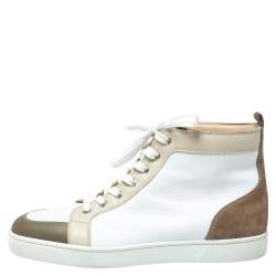 Pre Owned Christian Louboutin Multicolor Leather and Suede Rantus High Top Sneakers Size 42.5