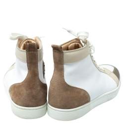 Pre Owned Christian Louboutin Multicolor Leather and Suede Rantus High Top Sneakers Size 42.5