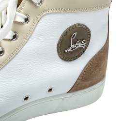 Pre Owned Christian Louboutin Multicolor Leather and Suede Rantus High Top Sneakers Size 42.5