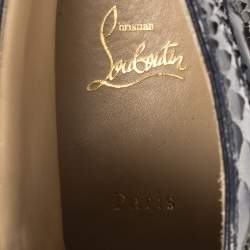 Pre Owned Christian Louboutin Blue Holographic Python Rantus Orlato High Top Sneakers Size 42.5