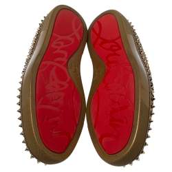 Christian Louboutin Metalic Gold Python Pik Boat Slip On Sneakers Size 43.5