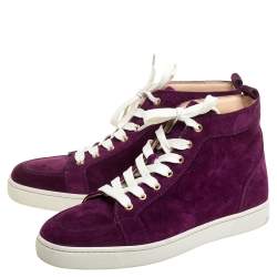 Pre Owned Christian Louboutin Purple Suede High Top Sneakers Size 40