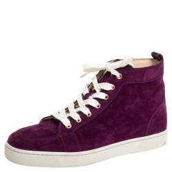 Pre Owned Christian Louboutin Purple Suede High Top Sneakers Size 40