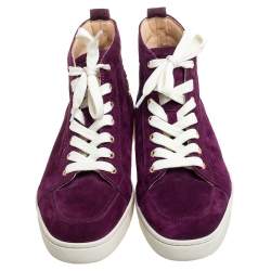 Pre Owned Christian Louboutin Purple Suede High Top Sneakers Size 40