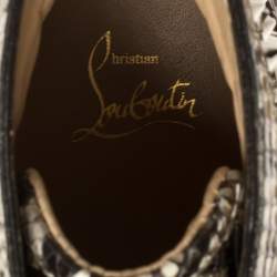 Pre Owned حذاء رياضي كريستيان لوبوتان  لوي رقبة عالية جلد بيج مقاس 40.5