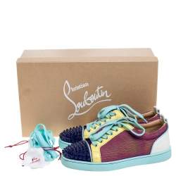 مملوكة مسبقًا Christian Louboutin Multicolor Mesh And Leather AC Viera Spiked Orlato Low Top Sneakers Size 39.5