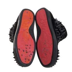 مملوكة مسبقًا Christian Louboutin Black Suede Multi Level Spiked Pik Pik Louis High Top Sneakers Size 43