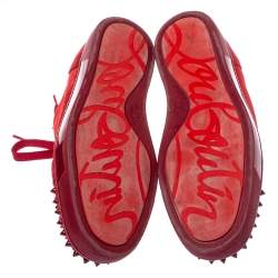 Pre Owned Christian Louboutin Red Suede Louis Junior Spikes Sneakers Size 45
