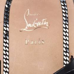 Pre Owned Christian Louboutin Black Leather Frere Simon Flat Sandals Size 45