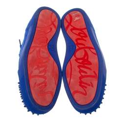 Pre Owned Christian Louboutin Cobalt Blue Suede Louis Junior Spikes Sneakers Size 46