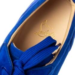 Pre Owned Christian Louboutin Cobalt Blue Suede Louis Junior Spikes Sneakers Size 46