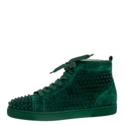 Christian Louboutin Louis Green Leather Spikes Flat Size 42.5/9.5