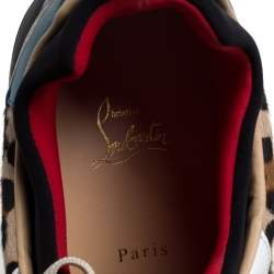 Christian Louboutin Multicolor Leather and Fabric Aurelien Low Top Sneakers Size 45.5