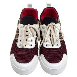 Christian Louboutin Multicolor Leather and Fabric Aurelien Low Top Sneakers Size 45.5
