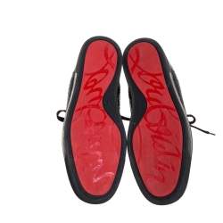 Pre Owned Christian Louboutin Black Leather Louis Strass High Top Sneakers Size 45