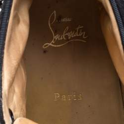 Pre Owned Christian Louboutin Black Suede And Patent Leather Louis Spikes High Top Sneakers Size 42