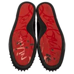 Pre Owned Christian Louboutin Black Suede And Patent Leather Louis Spikes Cap Toe High Top Sneakers Size 45