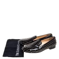 Christian Louboutin Black Patent Leather Rollerboy Spike Loafers Size 40