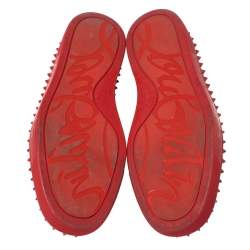 مملوكة مسبقًا Christian Louboutin Red Python Roller Boat Spiked Slip On Sneakers Size 43