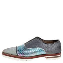 Christian Louboutin Multicolor Leather And Glitter Fabric Cap Toe Oxfords Size 42