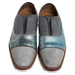 Christian Louboutin Multicolor Leather And Glitter Fabric Cap Toe Oxfords Size 42
