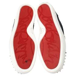 Pre Owned Christian Louboutin Denim Fabric Lou Degra Spiked High Top Sneakers Size 42.5