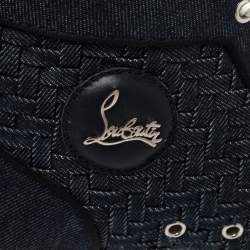 Pre Owned Christian Louboutin Denim Fabric Lou Degra Spiked High Top Sneakers Size 42.5