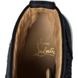Pre Owned Christian Louboutin Denim Fabric Lou Degra Spiked High Top Sneakers Size 42.5