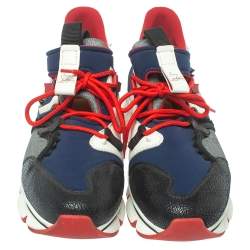 Pre Owned Christian Louboutin Neoprene And Leather Red-Runner Sneakers Size 45.5