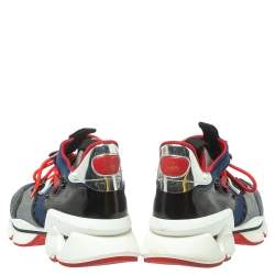 Pre Owned Christian Louboutin Neoprene And Leather Red-Runner Sneakers Size 45.5