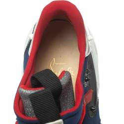 Pre Owned Christian Louboutin Neoprene And Leather Red-Runner Sneakers Size 45.5