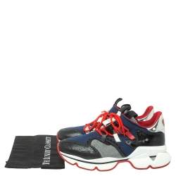 Pre Owned Christian Louboutin Neoprene And Leather Red-Runner Sneakers Size 45.5
