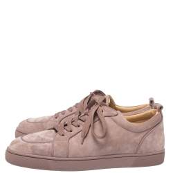 Pre Owned Christian Louboutin Pink Suede Rantulow Low Top Sneakers Size 44.5