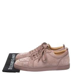 Pre Owned Christian Louboutin Pink Suede Rantulow Low Top Sneakers Size 44.5