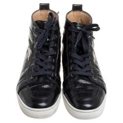 مملوكة مسبقًا حذاء رياضى كريستيان لوبوتان منخفض من أعلى رنتوس جلد نقش تمساح أسود مقاس 43