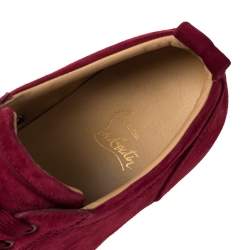Pre Owned Christian Louboutin Burgundy Suede Louis Spikes Sneakers Size 42