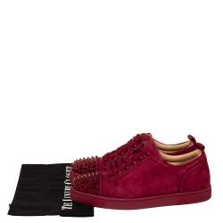 Pre Owned Christian Louboutin Burgundy Suede Louis Spikes Sneakers Size 42