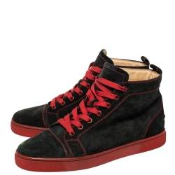 Christian Louboutin Black Suede Louis High Top Sneakers Size 42