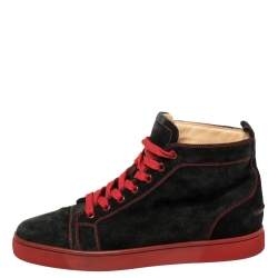 Christian Louboutin Black Suede Louis High Top Sneakers Size 42