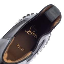 Pre Owned Christian Louboutin Black Leather River Studded Chelsea Ankle Boots Size 44