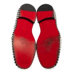 Pre Owned Christian Louboutin Black Leather River Studded Chelsea Ankle Boots Size 44