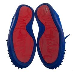 Pre Owned Christian Louboutin Blue Suede Louis Junior Spikes Orlato Sneakers Size 40