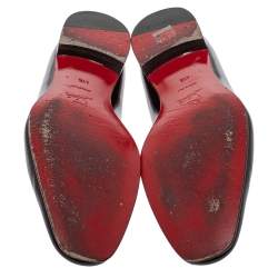 Pre Owned Christian Louboutin Burgundy Leather Dandelion Smoking Slippers Size 41.5