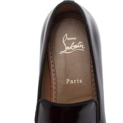 Pre Owned Christian Louboutin Burgundy Leather Dandelion Smoking Slippers Size 41.5