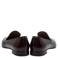 Pre Owned Christian Louboutin Burgundy Leather Dandelion Smoking Slippers Size 41.5