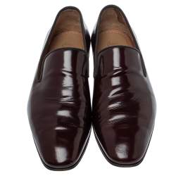 Pre Owned Christian Louboutin Burgundy Leather Dandelion Smoking Slippers Size 41.5