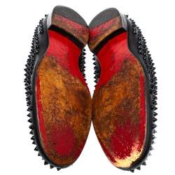 Christian Louboutin Black Leather Rollerboy Spiked Loafers Size 43.5
