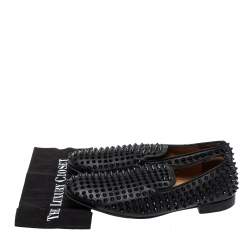 Christian Louboutin Black Leather Rollerboy Spiked Loafers Size 43.5
